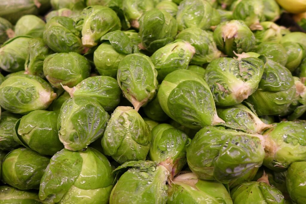 Brussels sprouts in a colander