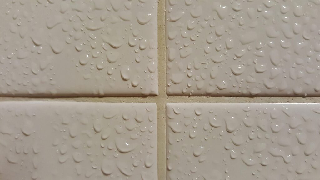 Tiled bathroom wall grout