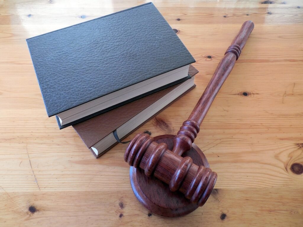 Wooden gavel on a desk