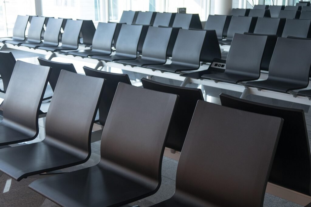 Airport departure gate seats