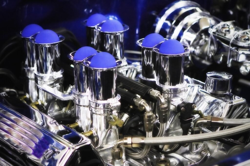 Fuel injectors on engine bay