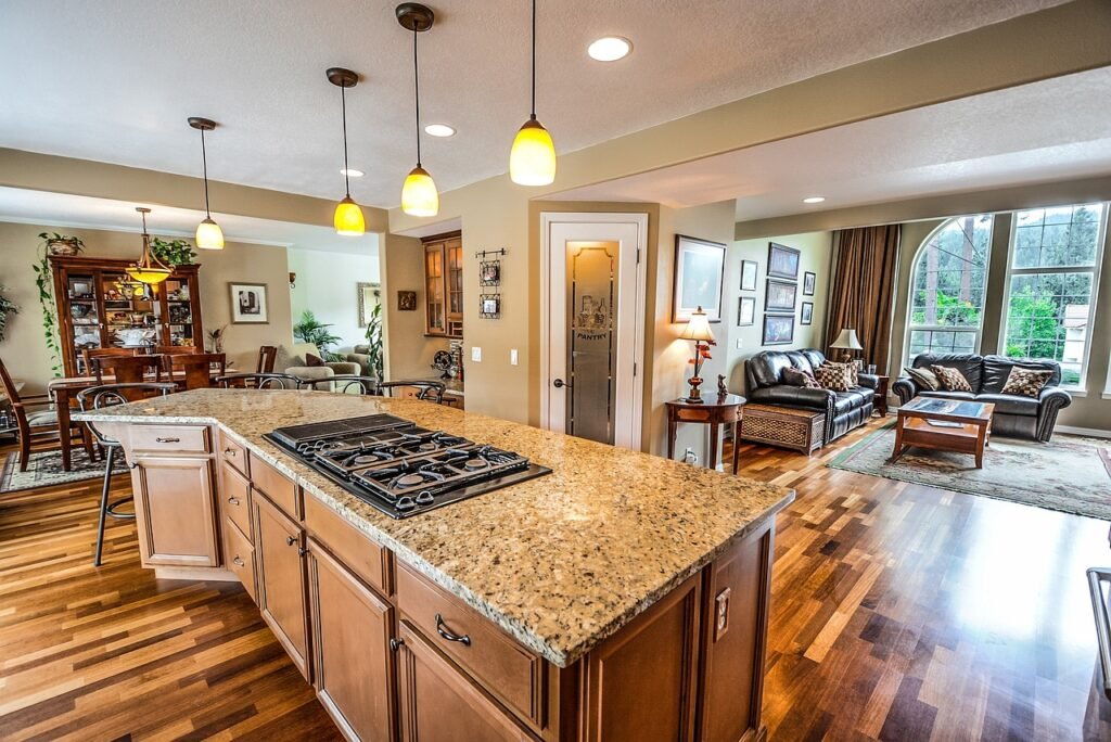 White quartz kitchen countertop