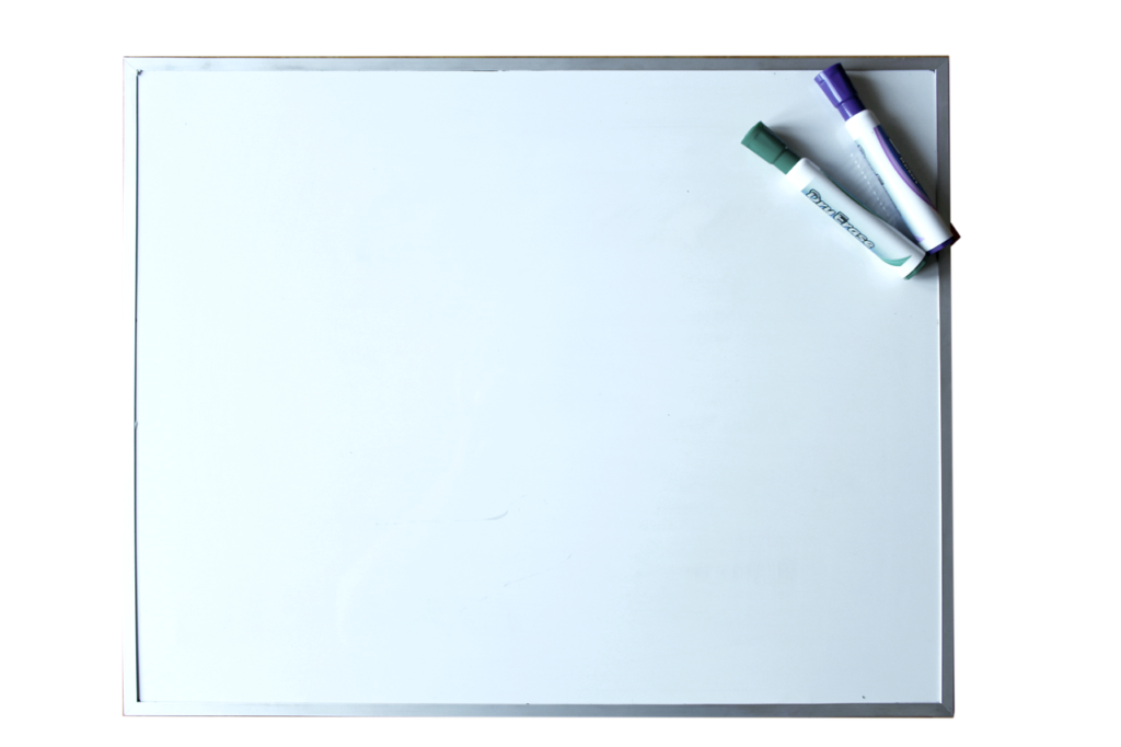 Dry erase markers on whiteboard
