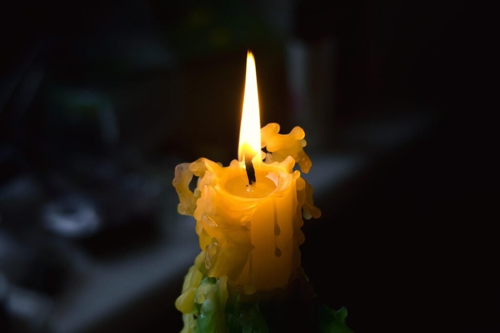 Melted candle wax on fabric