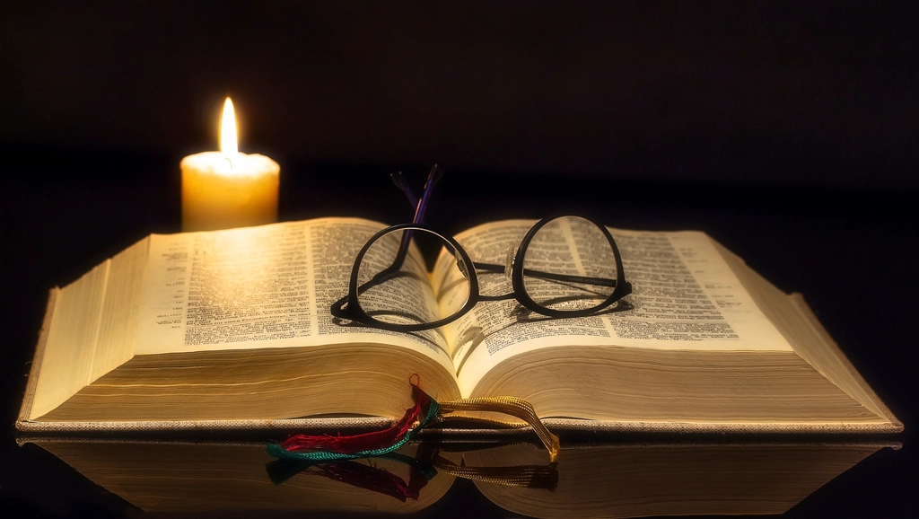 Open bible scripture candle