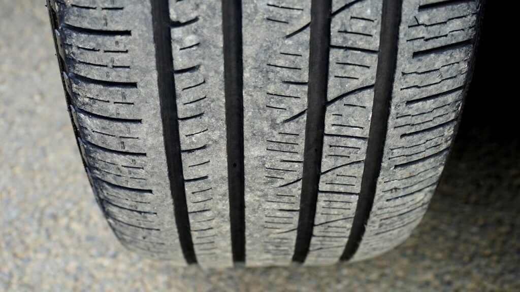 Tire sidewall close up