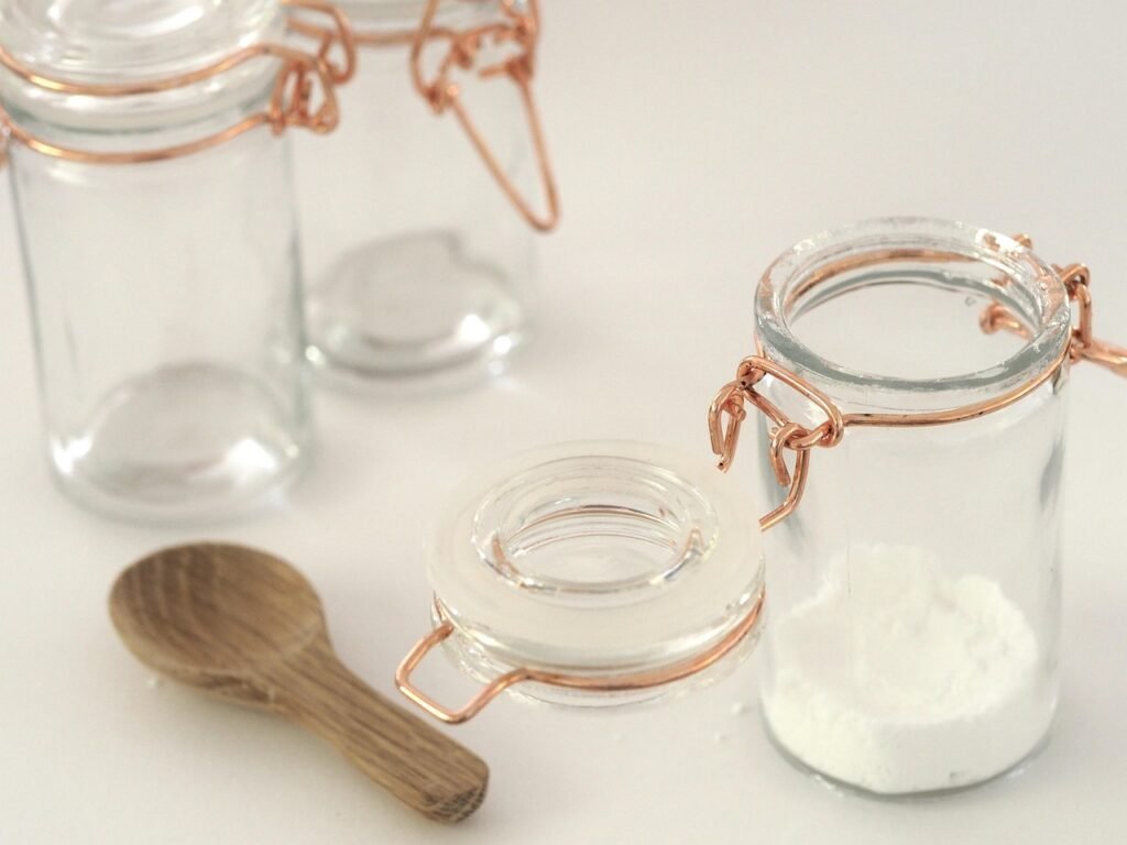 Glass, jar, desktop, simple, white, desk, rose gold, storage, flour, sugar, ingredients, dessert, kitchen, ...