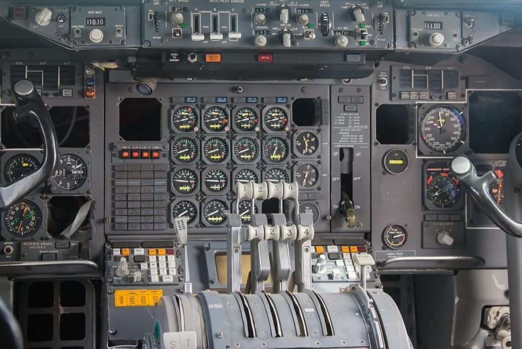 Airliner cockpit instrument panel