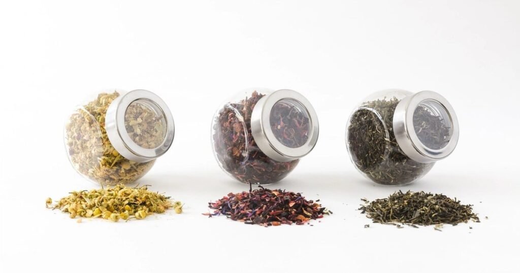 3 jars of tea leaves