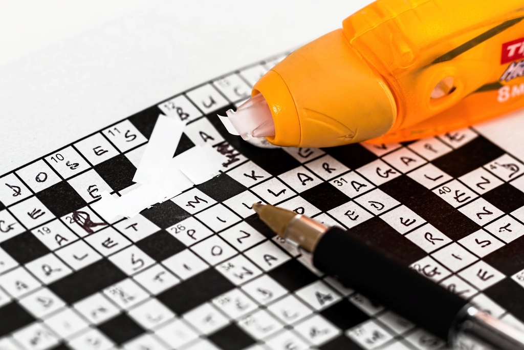 Newspaper crossword puzzle page