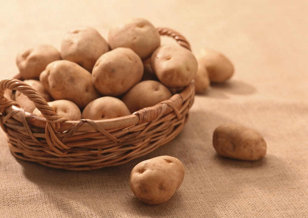 Golden Potatoes In A Basket